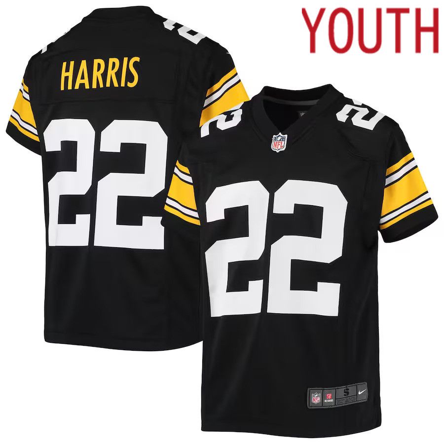 Youth Pittsburgh Steelers 22 Najee Harris Nike Black Alternate Game NFL Jersey